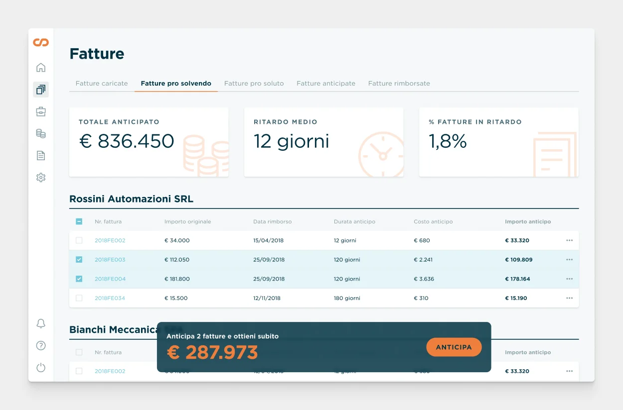 Credimi web interface
