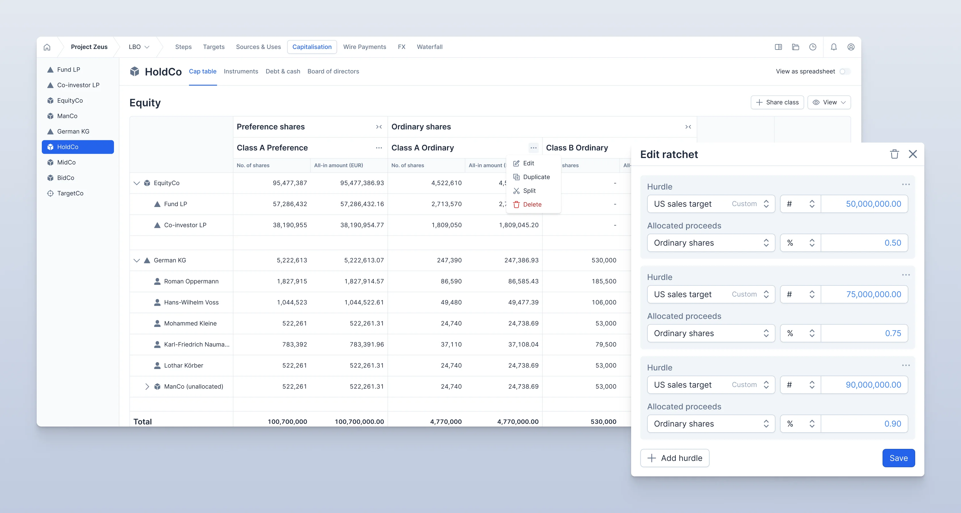 Pactio web interface